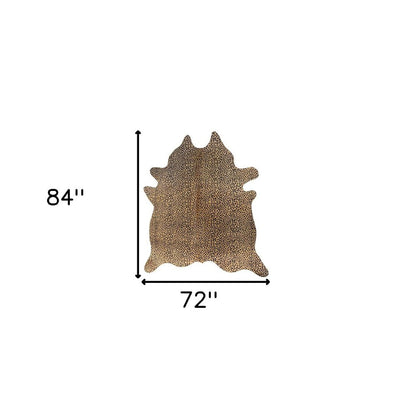 6' X 7' Brown And Black Cowhide Cheetah Print Area Rug
