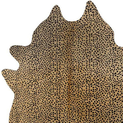 6' X 7' Brown And Black Cowhide Cheetah Print Area Rug