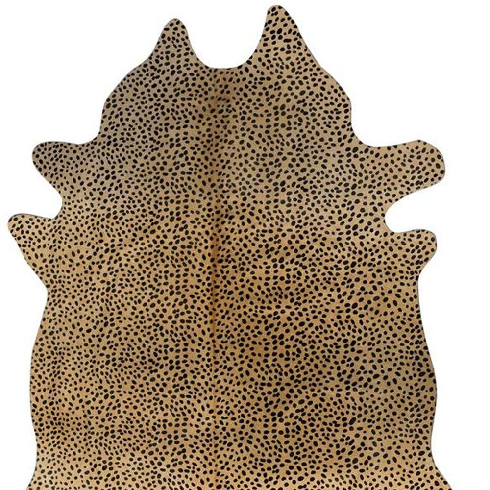 6' X 7' Brown And Black Cowhide Cheetah Print Area Rug