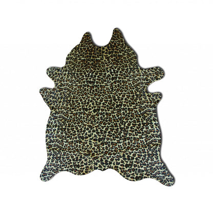 6' X 7' Brown And Black Cowhide Leopard Print Area Rug