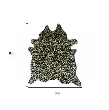 6' X 7' Brown And Black Cowhide Leopard Print Area Rug