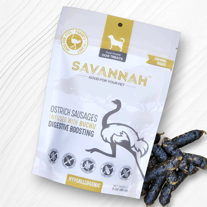 Ostrich Sausages with Buchu : The Delicious, Digestive-Boosting Treat for Dogs