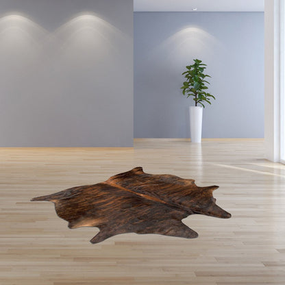 6' X 7' Brown And Black Cowhide Cowhide Print Area Rug
