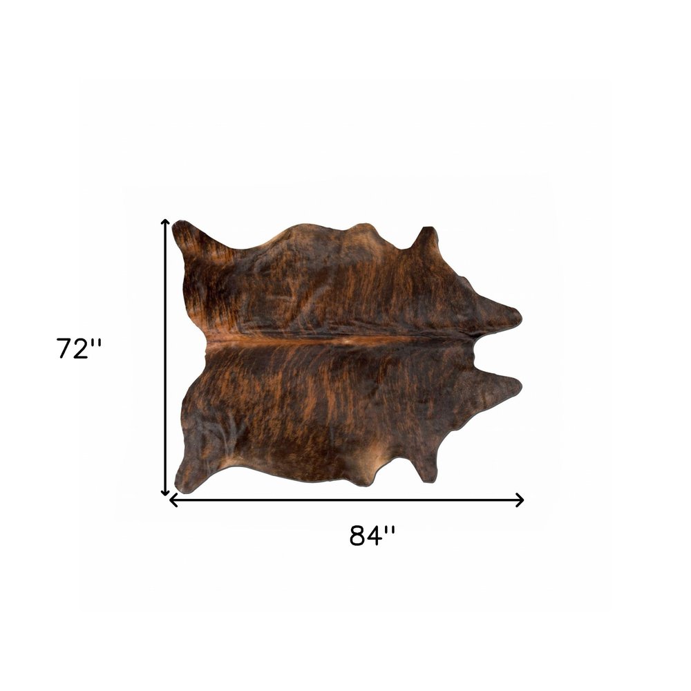 6' X 7' Brown And Black Cowhide Cowhide Print Area Rug
