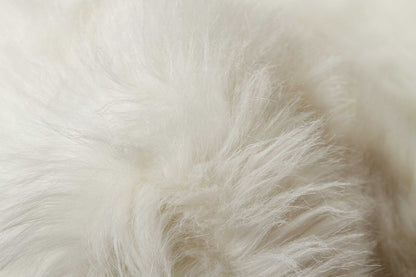 6' X 6' Off White Faux Fur Shag Washable Round Rug