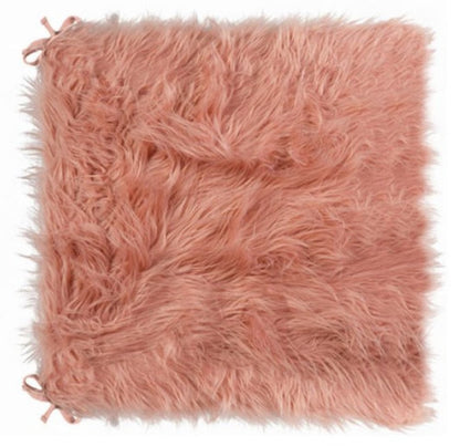 Set of Two 16" X 2" Black Faux Fur Chair Pads
