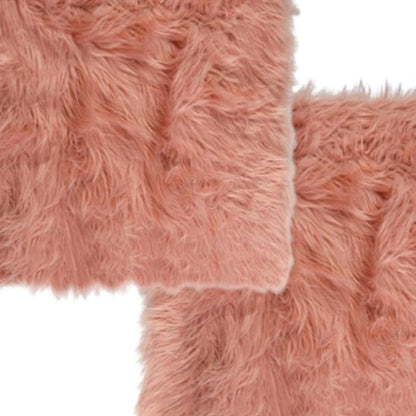 Set of Two 16" X 2" Black Faux Fur Chair Pads