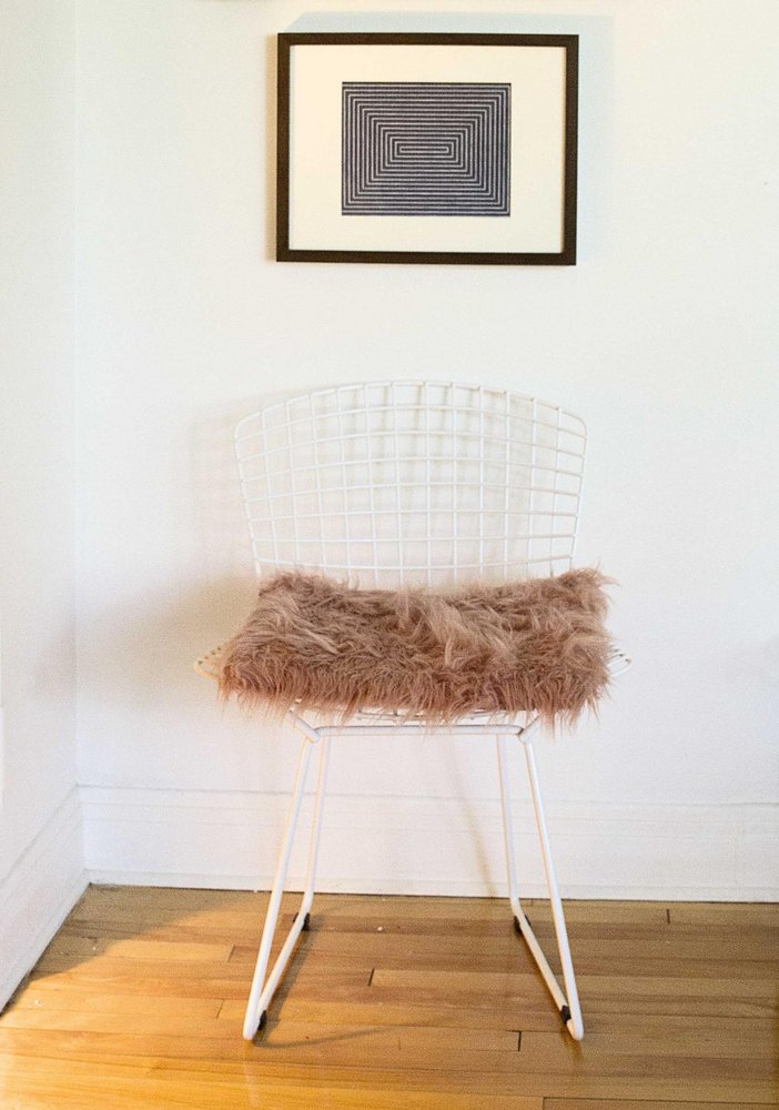 Set of Two 16" X 2" Black Faux Fur Chair Pads