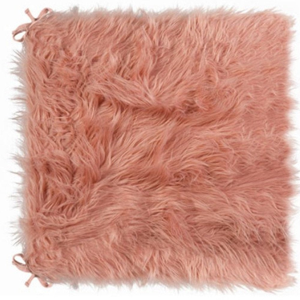 Set of Two 16" X 2" Black Faux Fur Chair Pads