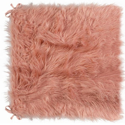Set of Two 16" X 2" Black Faux Fur Chair Pads