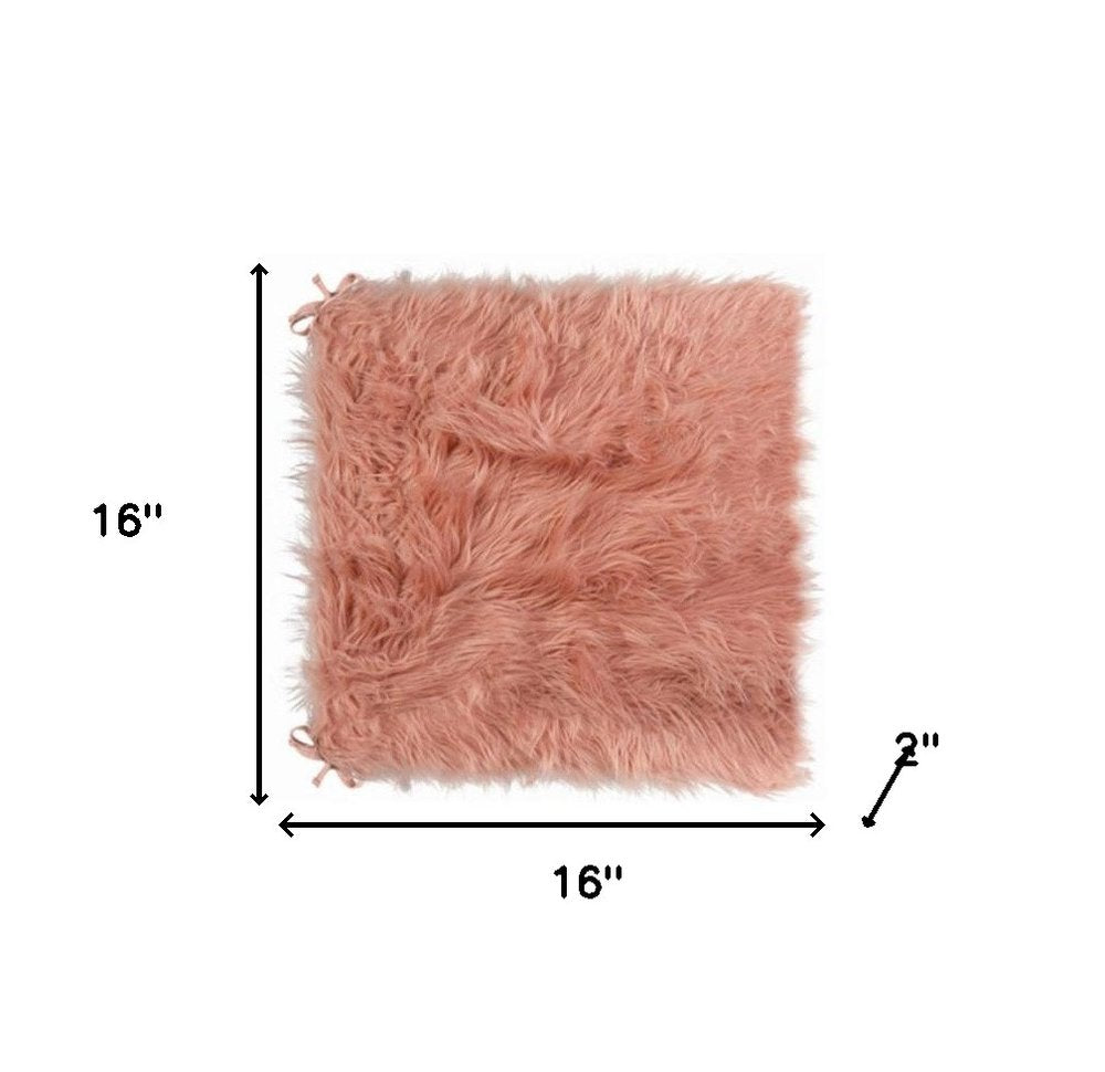 Set of Two 16" X 2" Black Faux Fur Chair Pads