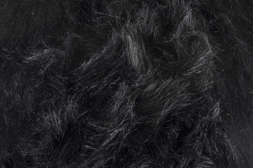 Set of Two 16" X 2" Black Faux Fur Chair Pads