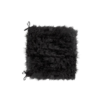 Set of Two 16" X 2" Black Faux Fur Chair Pads