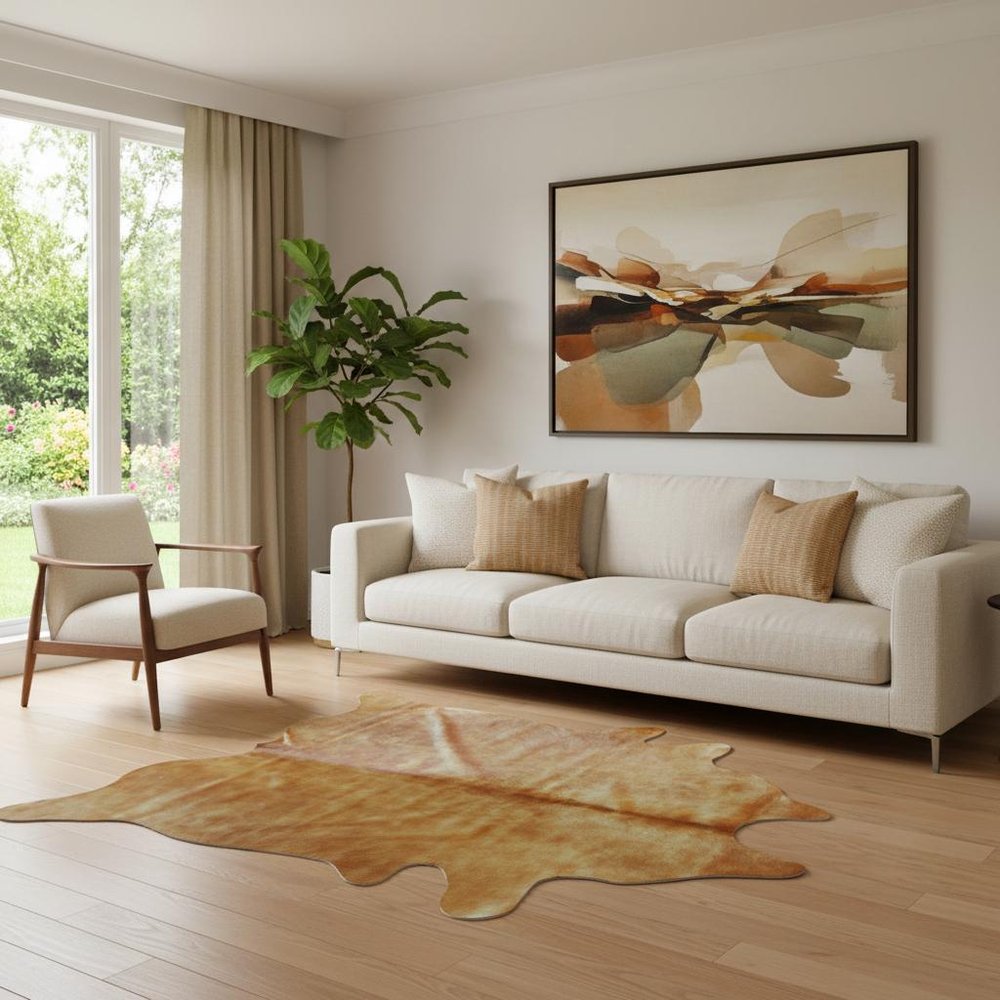 5' X 7' Red Cowhide Area Rug