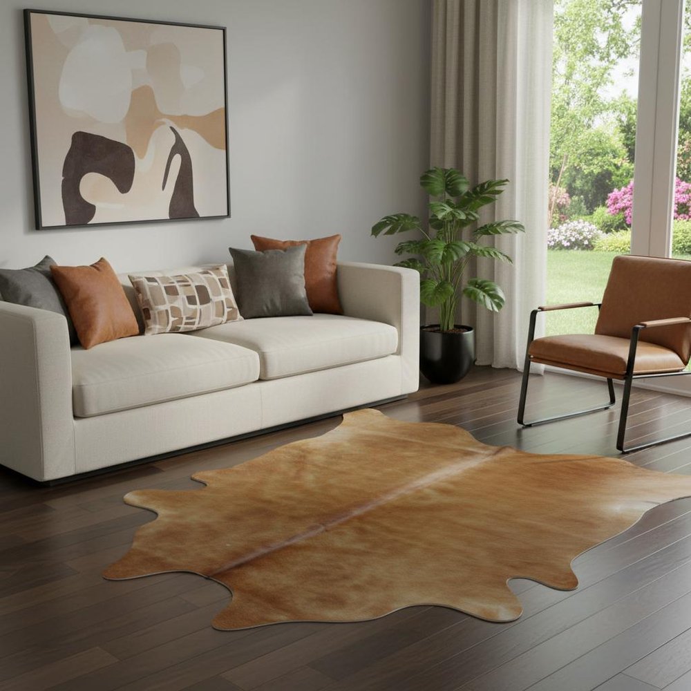 5' X 7' Red Cowhide Area Rug