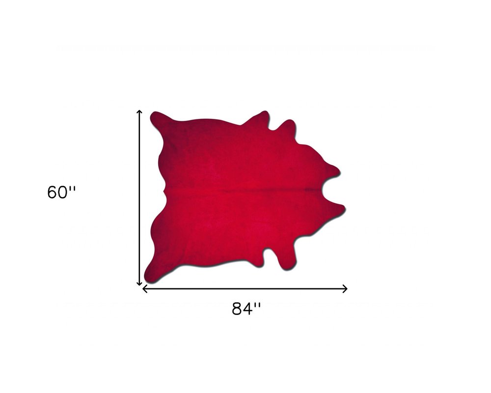 5' X 7' Red Cowhide Area Rug