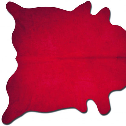 5' X 7' Red Cowhide Area Rug