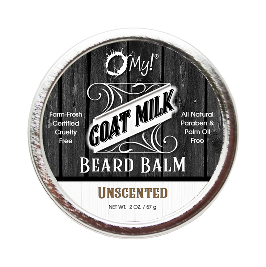 O My! Goat Milk Beard Balm 2oz - Tame those Grizzly Whiskers with a potent combination of Farm Fresh Goat Milk, Vitamins & Minerals - Free of Parabens & More -Handcrafted in USA