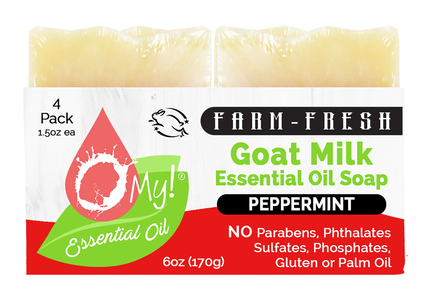 O My! Goat Milk Essential Oil Soap Bar - Made with Farm-Fresh Goat Milk - 100% Pure Essential Oils - Free of Parabens & More - Leaping Bunny Certified - Handcrafted in USA
