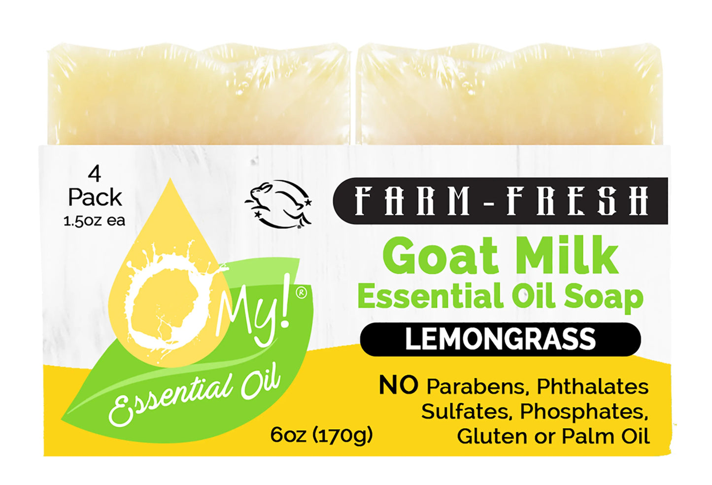 O My! Goat Milk Essential Oil Soap Bar - Made with Farm-Fresh Goat Milk - 100% Pure Essential Oils - Free of Parabens & More - Leaping Bunny Certified - Handcrafted in USA