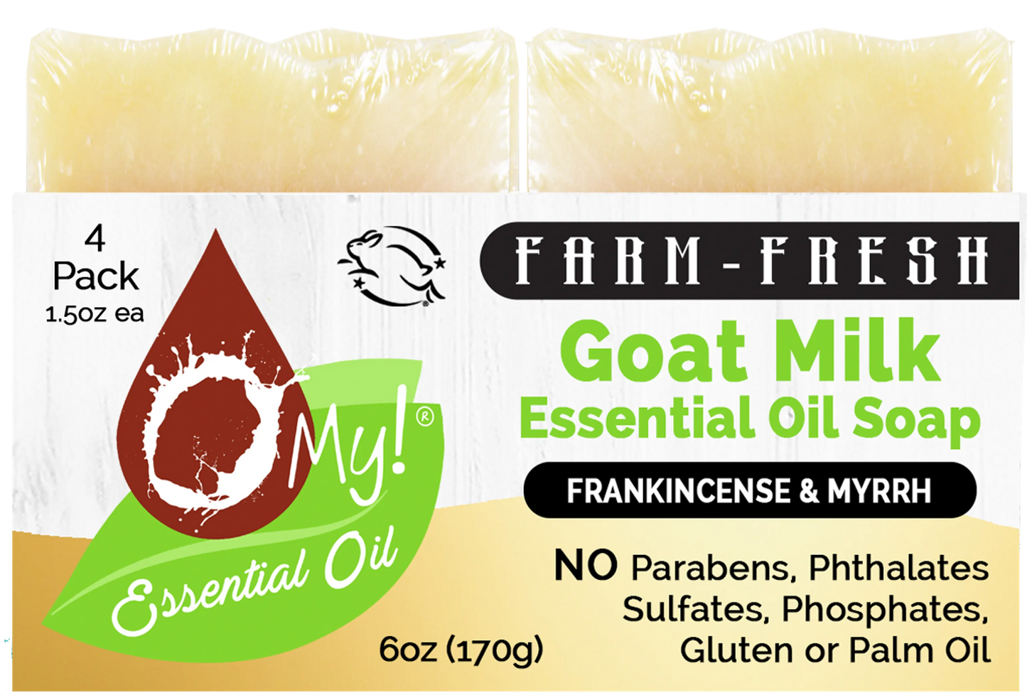 O My! Goat Milk Essential Oil Soap Bar - Made with Farm-Fresh Goat Milk - 100% Pure Essential Oils - Free of Parabens & More - Leaping Bunny Certified - Handcrafted in USA