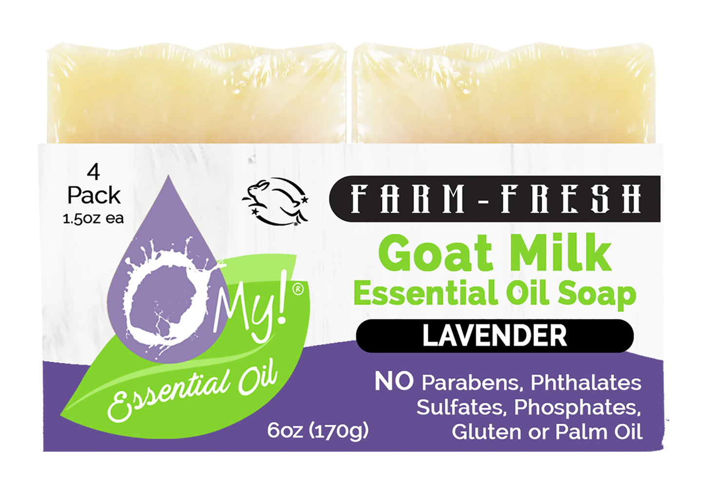 O My! Goat Milk Essential Oil Soap Bar - Made with Farm-Fresh Goat Milk - 100% Pure Essential Oils - Free of Parabens & More - Leaping Bunny Certified - Handcrafted in USA