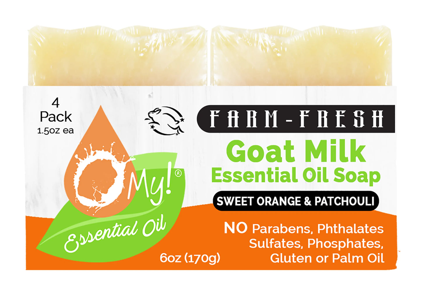 O My! Goat Milk Essential Oil Soap Bar - Made with Farm-Fresh Goat Milk - 100% Pure Essential Oils - Free of Parabens & More - Leaping Bunny Certified - Handcrafted in USA