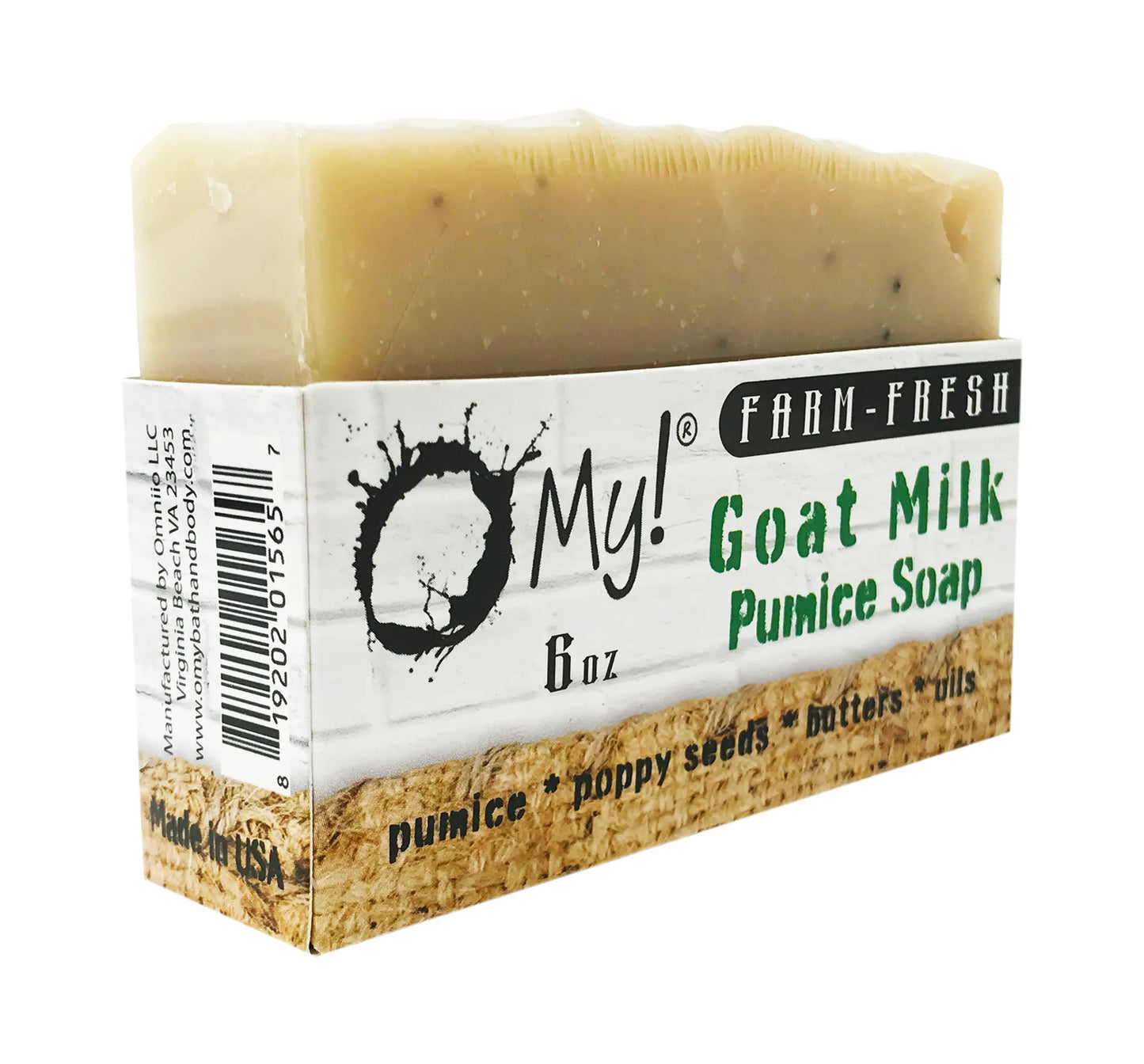 O My! Goat Milk Pumice Soap - Made with Farm-Fresh Goat Milk - Moisturizes skin with Natural Alpha Hydroxy Acids in Goat Milk - Free of Parabens & More - Leaping Bunny Certified - Handcrafted