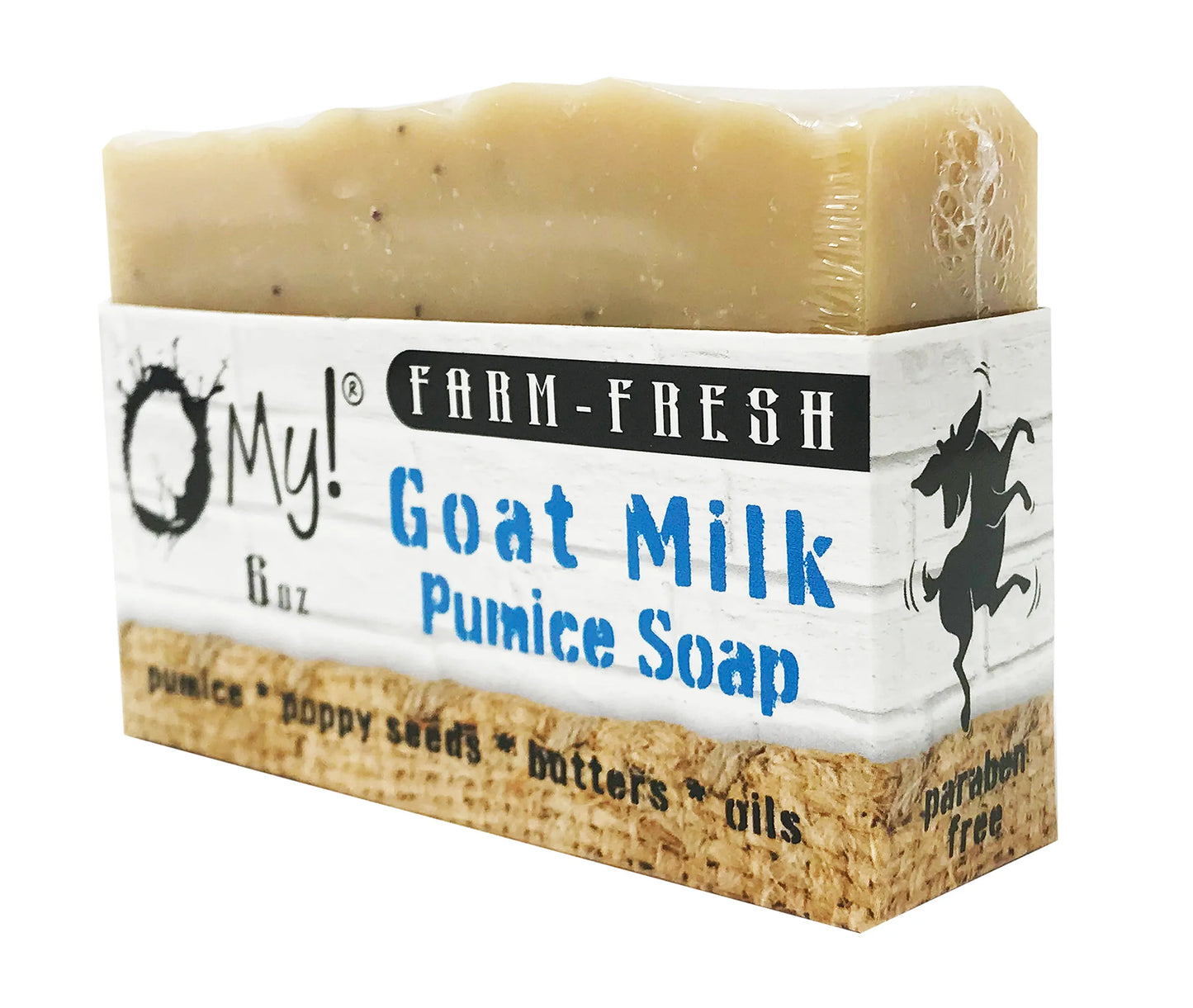 O My! Goat Milk Pumice Soap - Made with Farm-Fresh Goat Milk - Moisturizes skin with Natural Alpha Hydroxy Acids in Goat Milk - Free of Parabens & More - Leaping Bunny Certified - Handcrafted