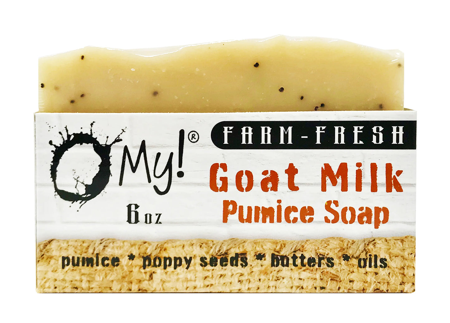 O My! Goat Milk Pumice Soap - Made with Farm-Fresh Goat Milk - Moisturizes skin with Natural Alpha Hydroxy Acids in Goat Milk - Free of Parabens & More - Leaping Bunny Certified - Handcrafted