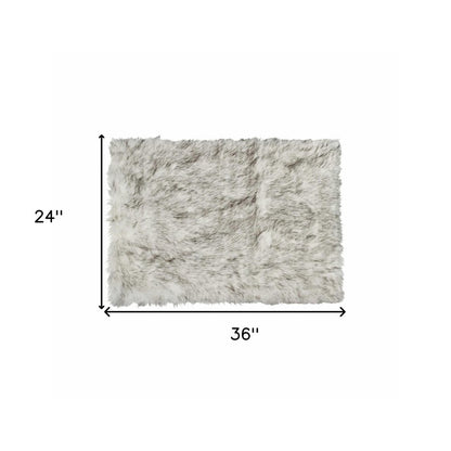2' X 3' Gray And Ivory Faux Fur Area Rug