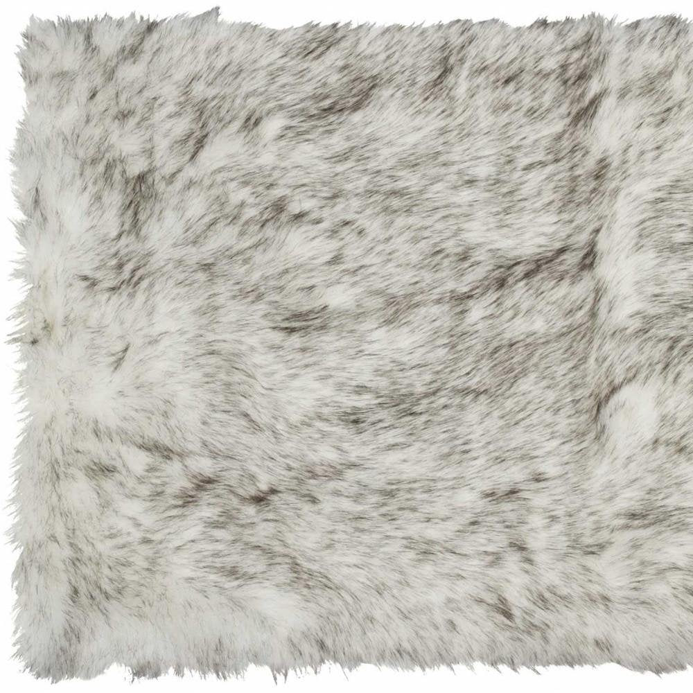 2' X 3' Gray And Ivory Faux Fur Area Rug