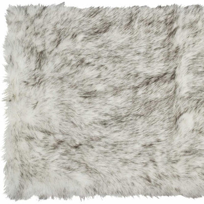 2' X 3' Gray And Ivory Faux Fur Area Rug