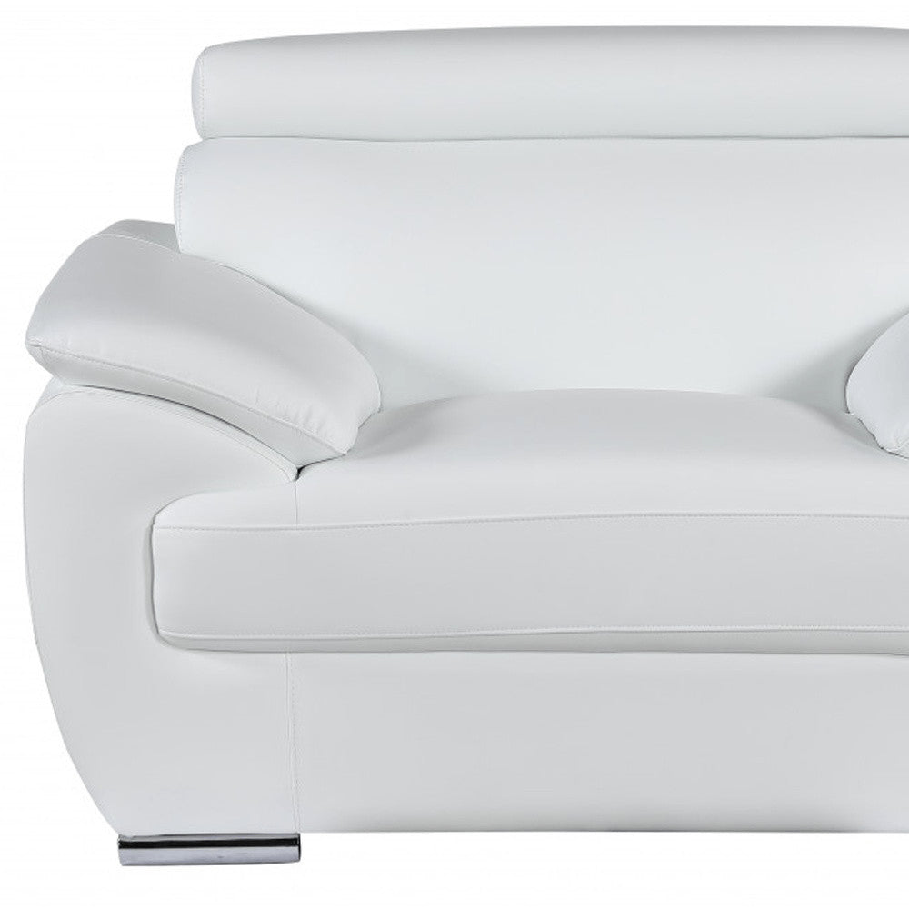 38" Black And White Genuine Leather Chair and a Half