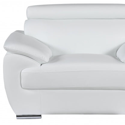 38" Black And White Genuine Leather Chair and a Half