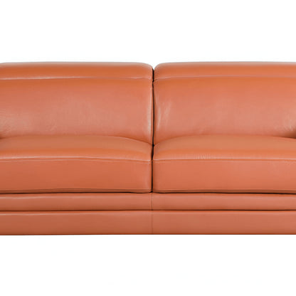 89" White Italian Leather Sofa With Silver Legs