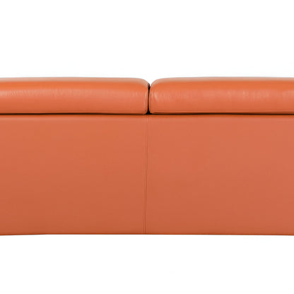 89" White Italian Leather Sofa With Silver Legs