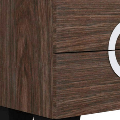 18" Brown Two Drawers Manufactured Wood Mirrored Nightstand