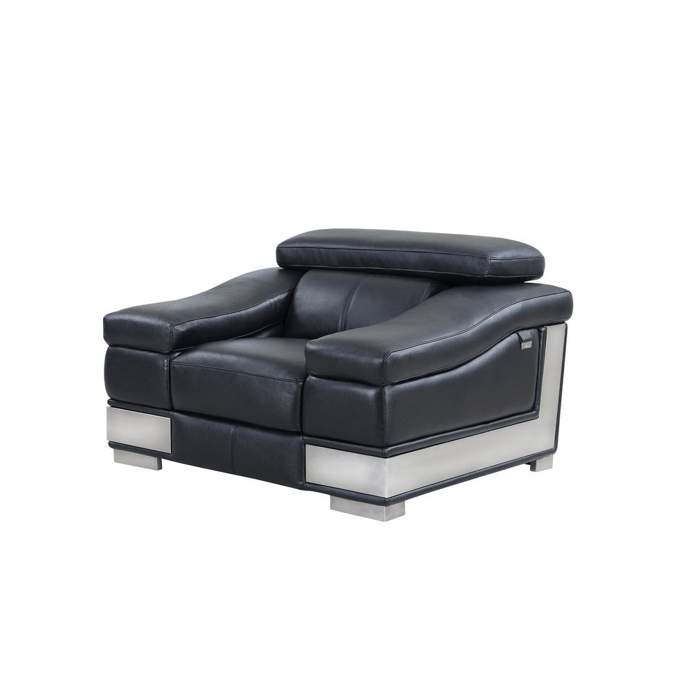 49" Gray Genuine Leather Arm Chair