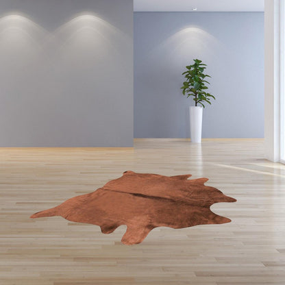 6' X 7' Burgundy Cowhide Area Rug