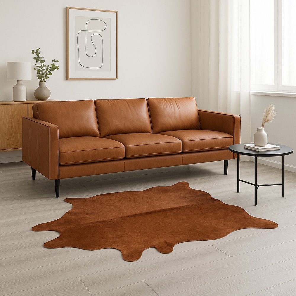 6' X 7' Burgundy Cowhide Area Rug