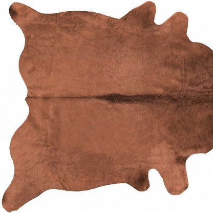6' X 7' Burgundy Cowhide Area Rug