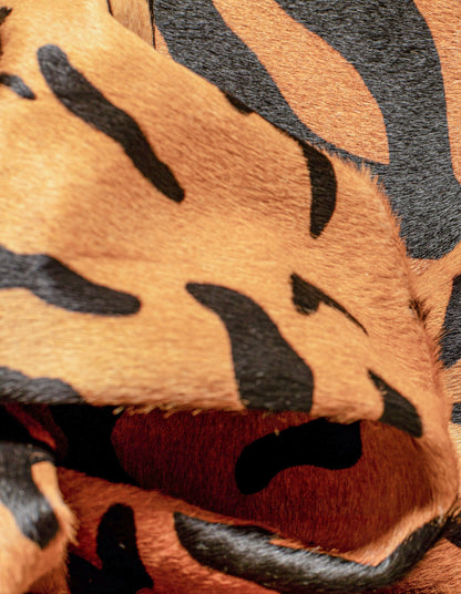 6' X 7' Brown And Black Cowhide Tiger Print Area Rug