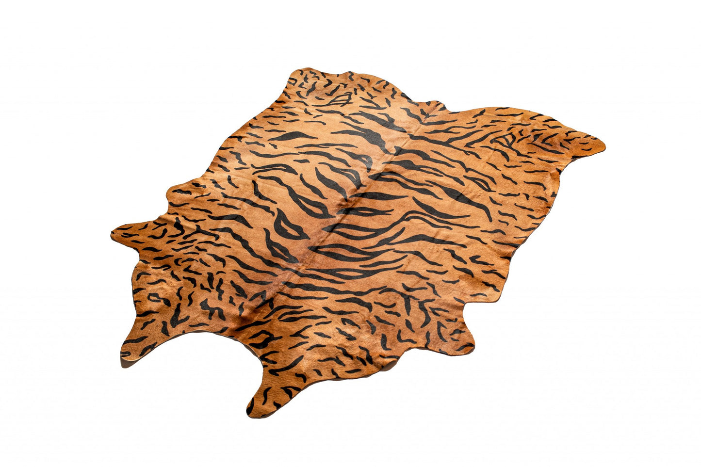 6' X 7' Brown And Black Cowhide Tiger Print Area Rug