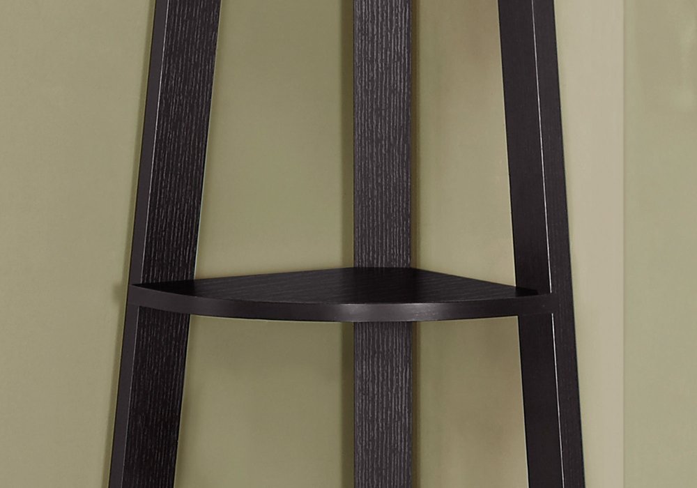 71" Gray Wood Five Tier Corner Bookcase