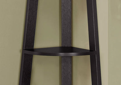 71" Gray Wood Five Tier Corner Bookcase