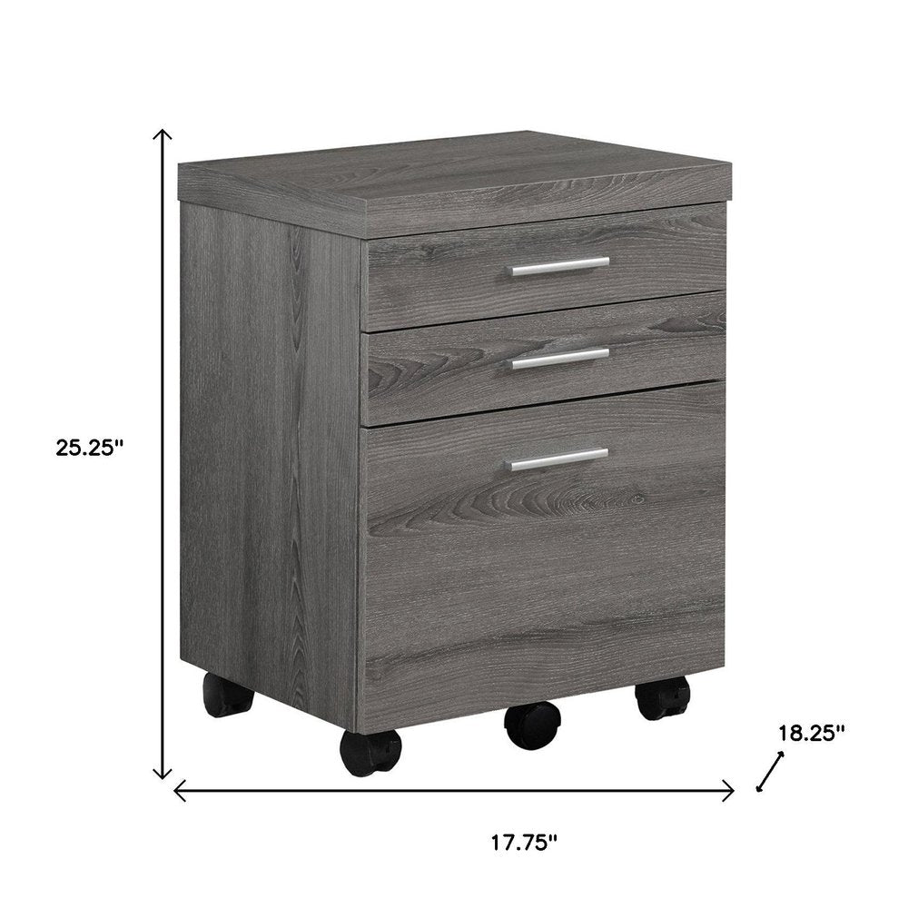 25" White And Gray Particle Board and Wood Filing Cabinet With Drawers