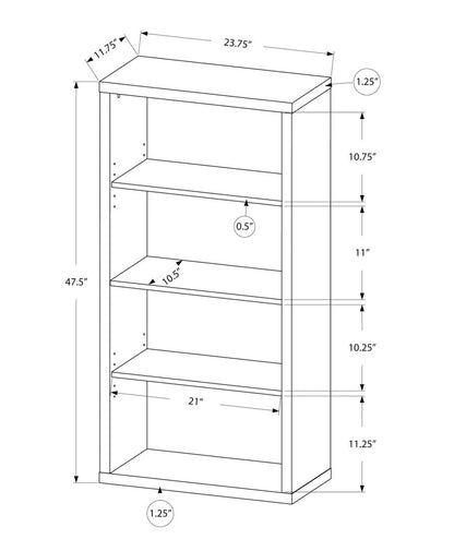 Taupe Wood Four Tier Bookcase