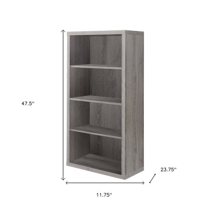 Taupe Wood Four Tier Bookcase