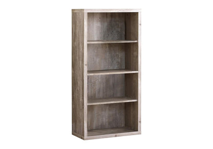48" Taupe Distressed Wood Adjustable Four Tier Bookcase
